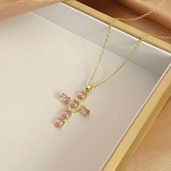 Pink Cross Necklace