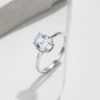 Sterling Silver Light Ocean Blue Diamond Ring