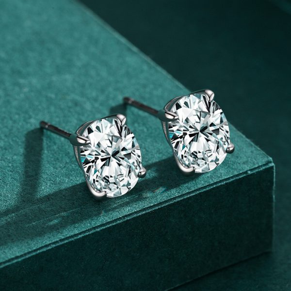 Oval Diamond Stud Earrings