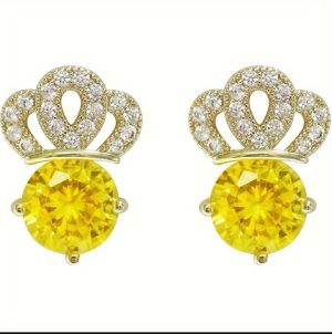Canary Gem Crown Earrings