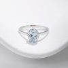 Sterling Silver Light Ocean Blue Diamond Ring