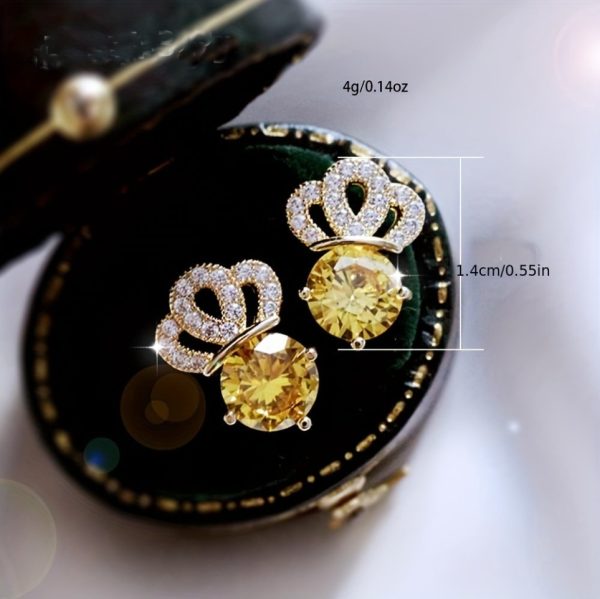 Canary Gem Crown Earrings