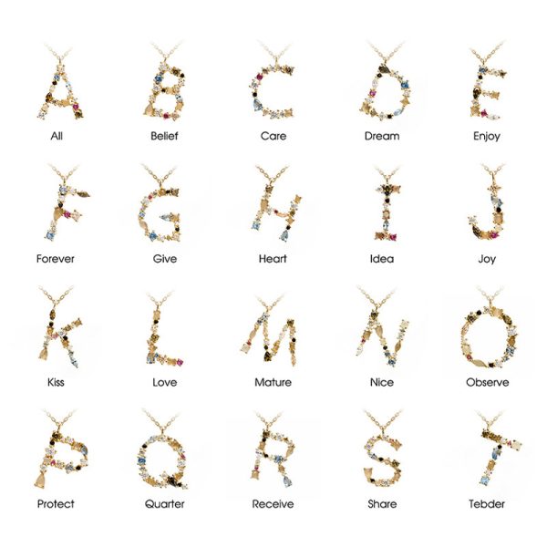 Alphabet Crystal Gem Necklace