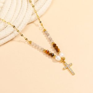 Niche Beaded Cross Necklace