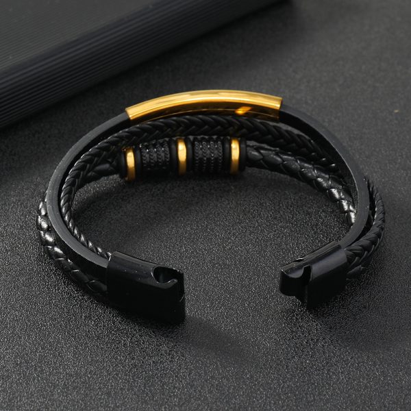 Men's Magnetic Snap Leather Bracelet