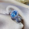 Sky Blue Topaz Diamond Ring