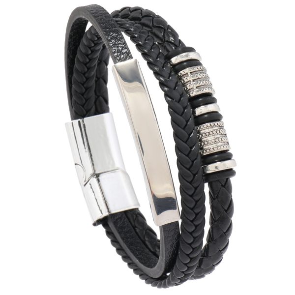 Men's Magnetic Snap Leather Bracelet