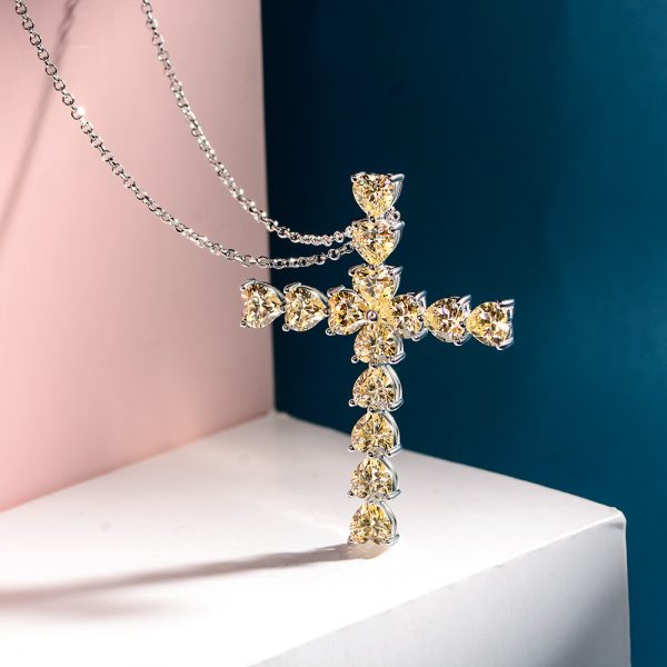 Canary Diamond Cross Necklace
