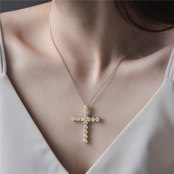 Canary Diamond Cross Necklace