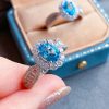 Sky Blue Topaz Diamond Ring