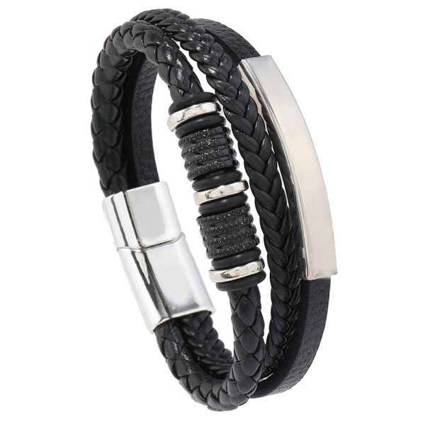 Men's Magnetic Snap Leather Bracelet
