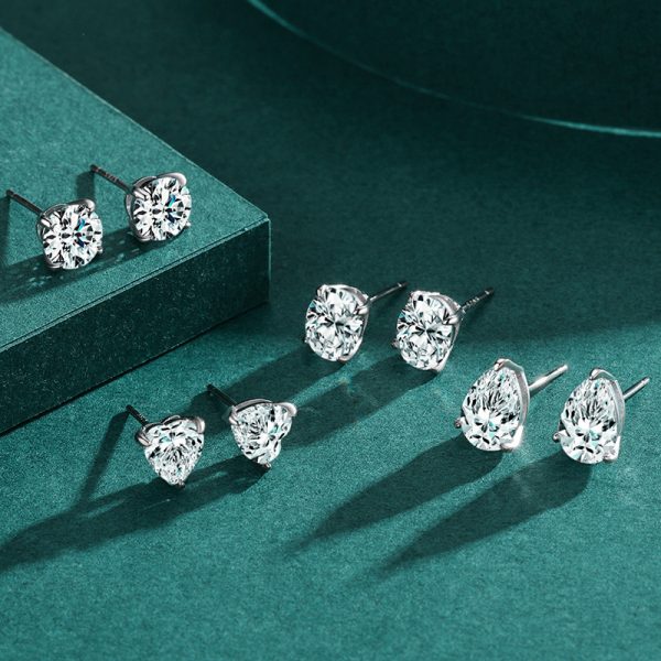 Oval Diamond Stud Earrings