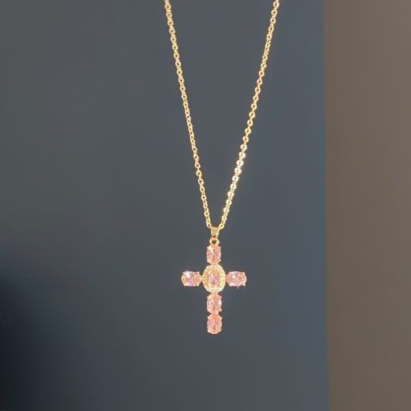 Pink Cross Necklace