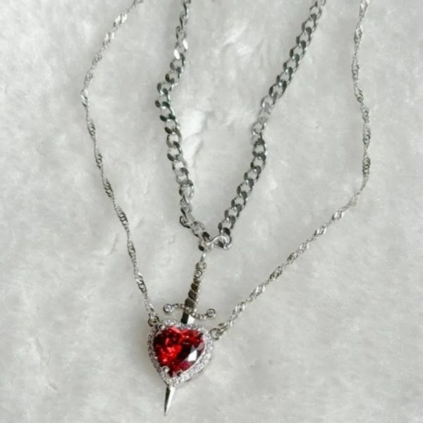 Heart Sword Necklace Gift Box Set