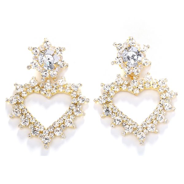 Rhinestone Exaggerated Heart Earrings