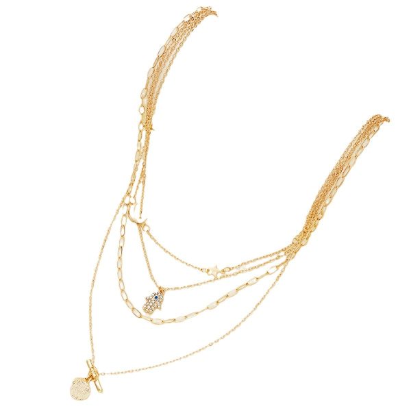 Hamsa Star Moon Necklace