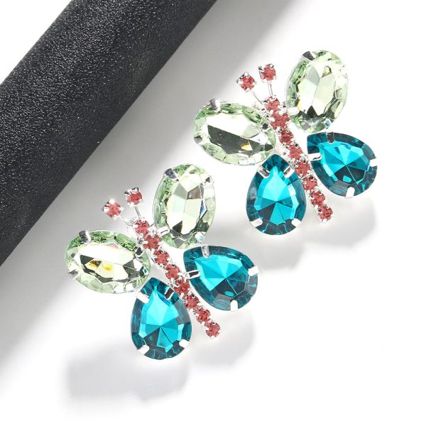 Rhinestone Exaggerated Butterfly Earrings