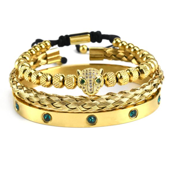 O1CN01H7UmPz1wLKWMoHgSd_2928256291-0-cib.jpg Green Eye Cheetah Head Bracelet Set