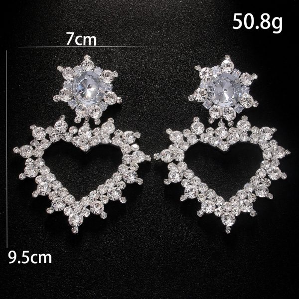 Rhinestone Exaggerated Heart Earrings