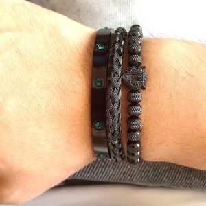 Green Eye Cheetah Head Bracelet Set