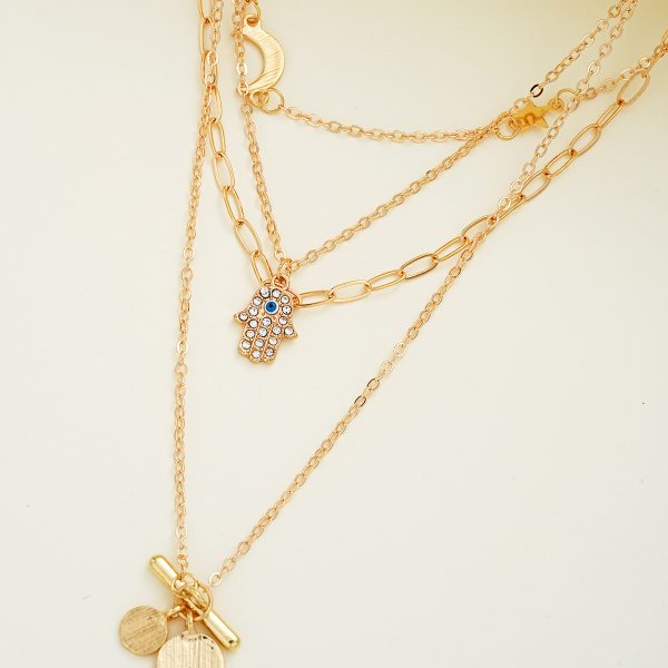 Hamsa Star Moon Necklace