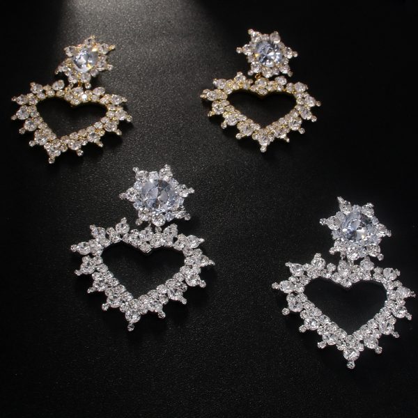 Rhinestone Exaggerated Heart Earrings