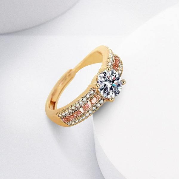 Starry Champagne Gold Diamond Ring