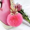 Rhinestone Fox Plush Keychain