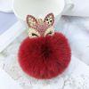 Rhinestone Fox Plush Keychain