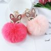 Rhinestone Fox Plush Keychain
