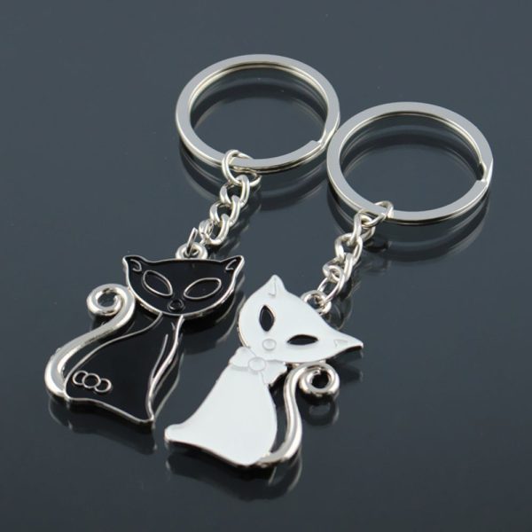 Black & White Cat Keychain