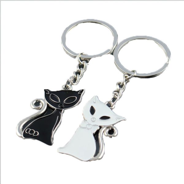 Black & White Cat Keychain