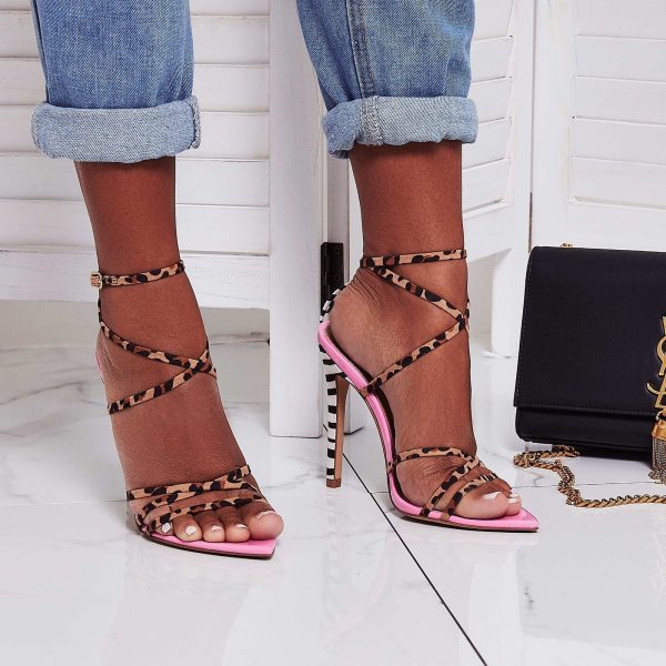 Shaelyn Leopard Zebra Heel Sandals