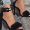 Shaina Heel Fur Sandals