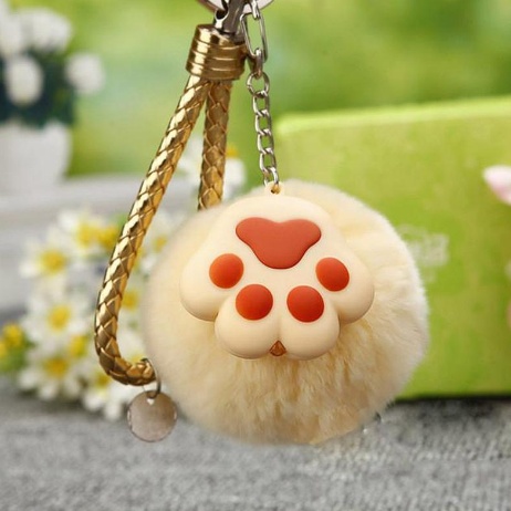 Cat Paw Plush Keychain