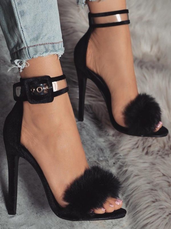 Shaina Heel Fur Sandals