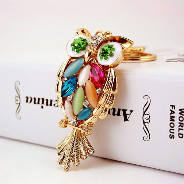 Rhinestone Owl Keychain
