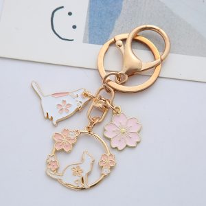 Spring Blossom Cat Keychain