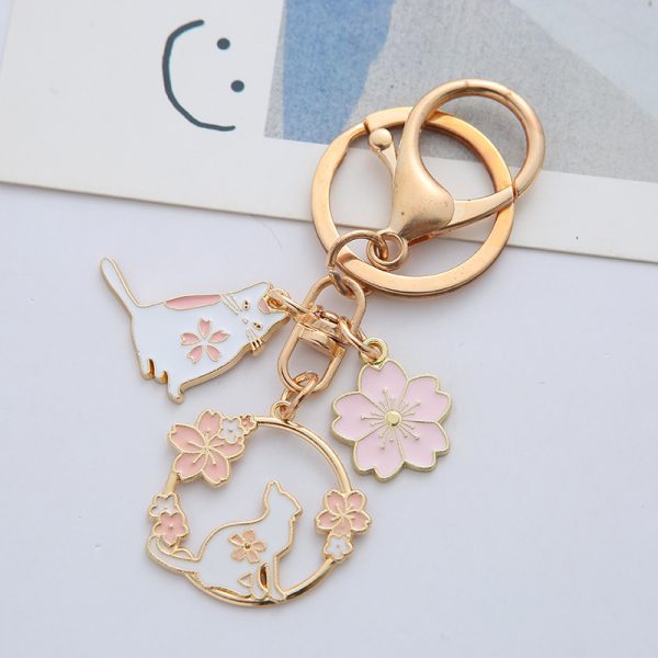Spring Blossom Cat Keychain
