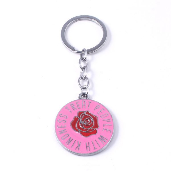 Red Rose Flower Keychain