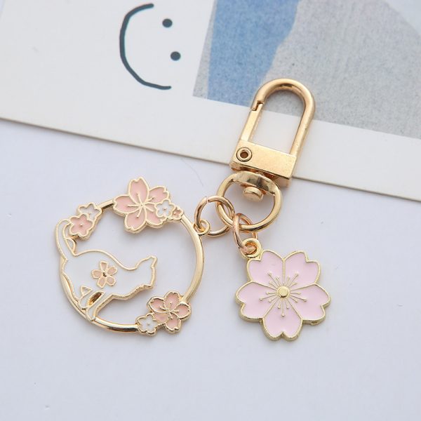 Spring Blossom Cat Keychain