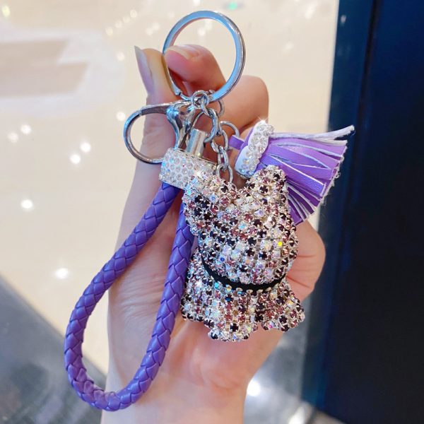 Rhinestone Dog Keychain