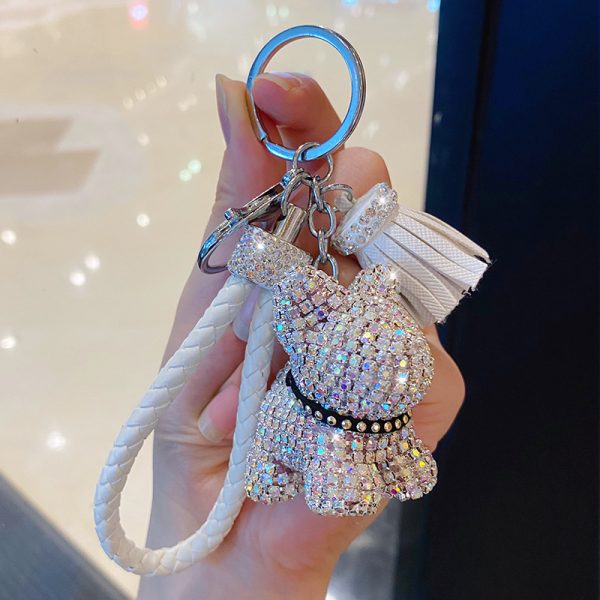 Rhinestone Dog Keychain
