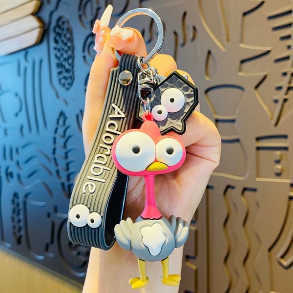 Wide Eyes Ostrich Keychain