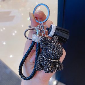 Rhinestone Dog Keychain