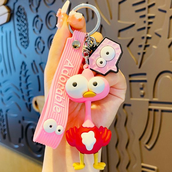 Wide Eyes Ostrich Keychain