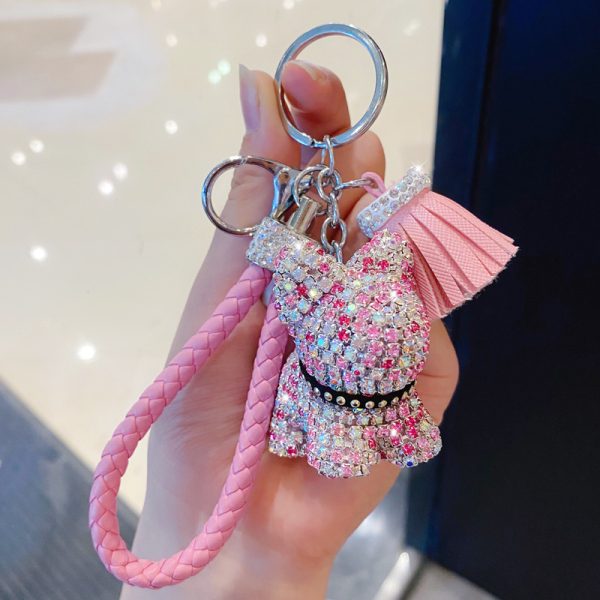 Rhinestone Dog Keychain