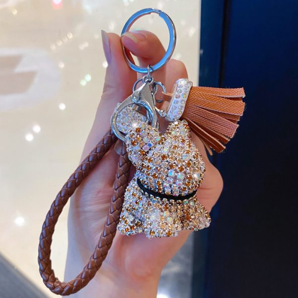 Rhinestone Dog Keychain