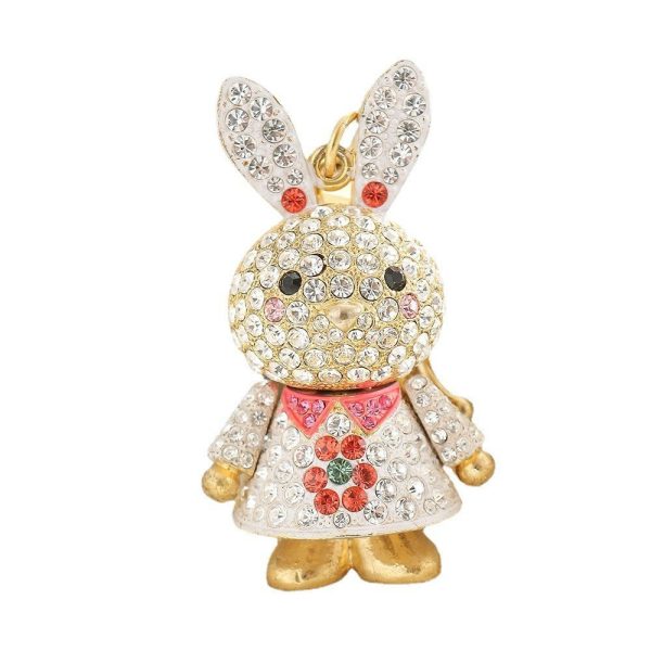 Rhinestone Bunny Keychain