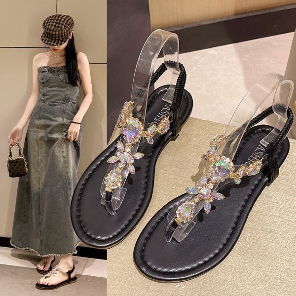 Hailey Rhinestone Flat Sandals